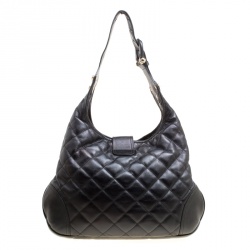 Pre Owned Burberry Black Quilted Leather Brooke Hobo