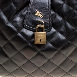 Pre Owned Burberry Black Quilted Leather Brooke Hobo