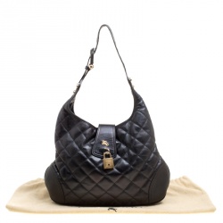Pre Owned Burberry Black Quilted Leather Brooke Hobo