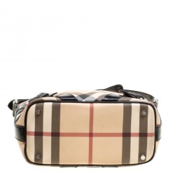 Pre Owned Burberry Beige/Black Nova Check PVC and Leather Hobo