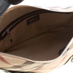 Pre Owned Burberry Beige/Black Nova Check PVC and Leather Hobo
