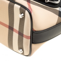 Pre Owned Burberry Beige/Black Nova Check PVC and Leather Hobo