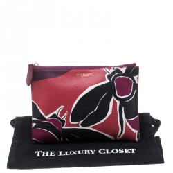 Pre Owned Burberry Multicolor Insect Printed Leather Clutch