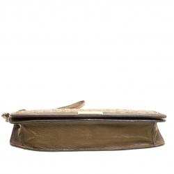 Pre Owned Burberry Yellow/Khaki Ombre Woven Pattern Leather Wristlet Clutch