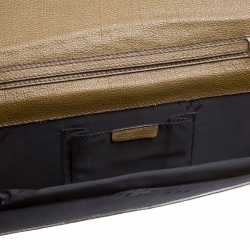 Pre Owned Burberry Yellow/Khaki Ombre Woven Pattern Leather Wristlet Clutch