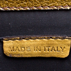 Pre Owned Burberry Yellow/Khaki Ombre Woven Pattern Leather Wristlet Clutch