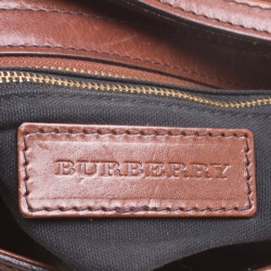 Pre Owned Burberry Brown House Check Canvas and Leather Small Bridle Dutton Hobo