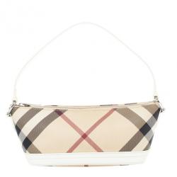 مملوكة مسبقًا Burberry Small Canvas and Leather Check Shoulder Bag
