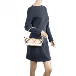 مملوكة مسبقًا Burberry Small Canvas and Leather Check Shoulder Bag