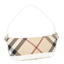 مملوكة مسبقًا Burberry Small Canvas and Leather Check Shoulder Bag