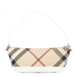 مملوكة مسبقًا Burberry Small Canvas and Leather Check Shoulder Bag