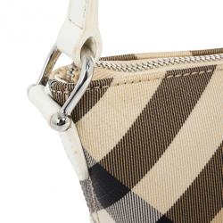 مملوكة مسبقًا Burberry Small Canvas and Leather Check Shoulder Bag