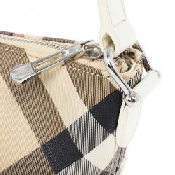 مملوكة مسبقًا Burberry Small Canvas and Leather Check Shoulder Bag