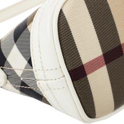 مملوكة مسبقًا Burberry Small Canvas and Leather Check Shoulder Bag