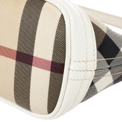 مملوكة مسبقًا Burberry Small Canvas and Leather Check Shoulder Bag