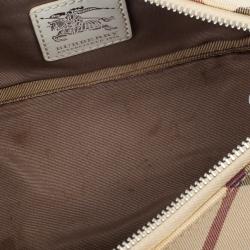 مملوكة مسبقًا Burberry Small Canvas and Leather Check Shoulder Bag