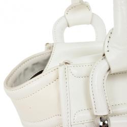 Pre Owned Burberry White Quilted Leather Satchel