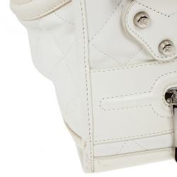 Pre Owned Burberry White Quilted Leather Satchel