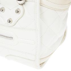 Pre Owned Burberry White Quilted Leather Satchel