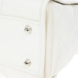 Pre Owned Burberry White Quilted Leather Satchel