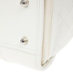 Pre Owned Burberry White Quilted Leather Satchel