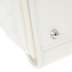 Pre Owned Burberry White Quilted Leather Satchel