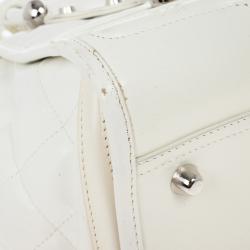 Pre Owned Burberry White Quilted Leather Satchel