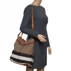 Pre Owned Burberry Multicolor Nova Check Canvas and Leather Ashby Hobo