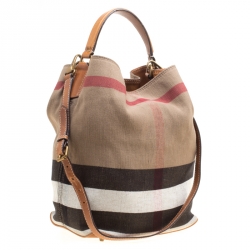 Pre Owned Burberry Multicolor Nova Check Canvas and Leather Ashby Hobo