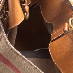 Pre Owned Burberry Multicolor Nova Check Canvas and Leather Ashby Hobo