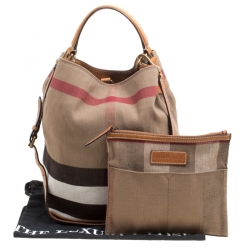Pre Owned Burberry Multicolor Nova Check Canvas and Leather Ashby Hobo