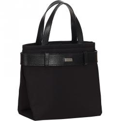 Pre Owned Burberry Black Nylon and Leather Small Tote