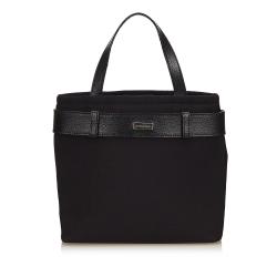 Pre Owned Burberry Black Nylon and Leather Small Tote