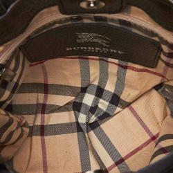 Pre Owned Burberry Black Nylon and Leather Small Tote