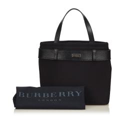 Pre Owned Burberry Black Nylon and Leather Small Tote