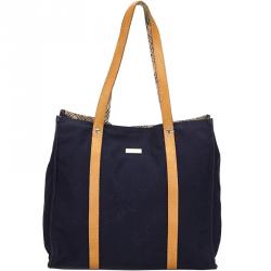 Burberry Two Tone Canvas and Leather Tote