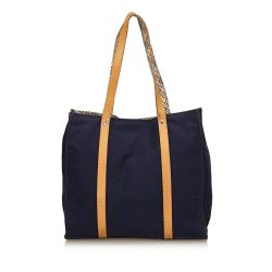 Burberry Two Tone Canvas and Leather Tote