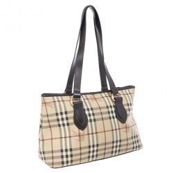 Pre Owned Burberry Haymarket Check Tote Bag
