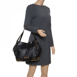 Pre Owned Burberry Black Leather Medium Canterbury Studded Tote