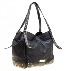 Pre Owned Burberry Black Leather Medium Canterbury Studded Tote