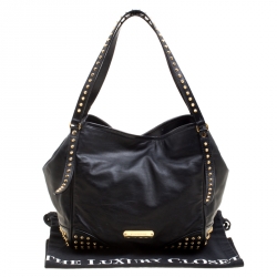 Pre Owned Burberry Black Leather Medium Canterbury Studded Tote