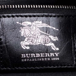 Pre Owned Burberry Black Mega Check Canvas and Leather Tote