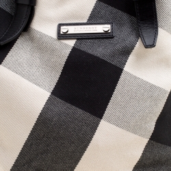 Pre Owned Burberry Black Mega Check Canvas and Leather Tote