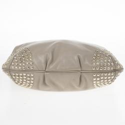 Pre Owned Burberry Medium Leather Corner Studded Hobo Bag