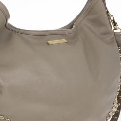 Pre Owned Burberry Medium Leather Corner Studded Hobo Bag