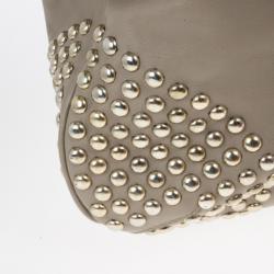 Pre Owned Burberry Medium Leather Corner Studded Hobo Bag
