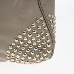 Pre Owned Burberry Medium Leather Corner Studded Hobo Bag
