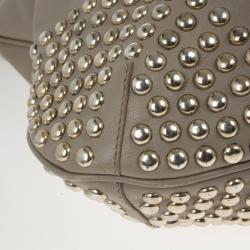 Pre Owned Burberry Medium Leather Corner Studded Hobo Bag