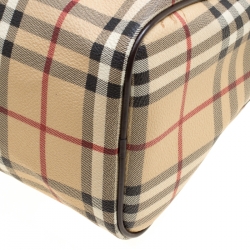 مملوكة مسبقًا Burberry Beige Haymarket Check Coated Canvas Boston Bag