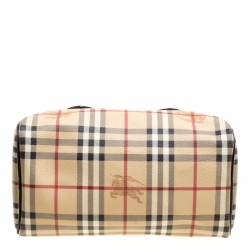 مملوكة مسبقًا Burberry Beige Haymarket Check Coated Canvas Boston Bag